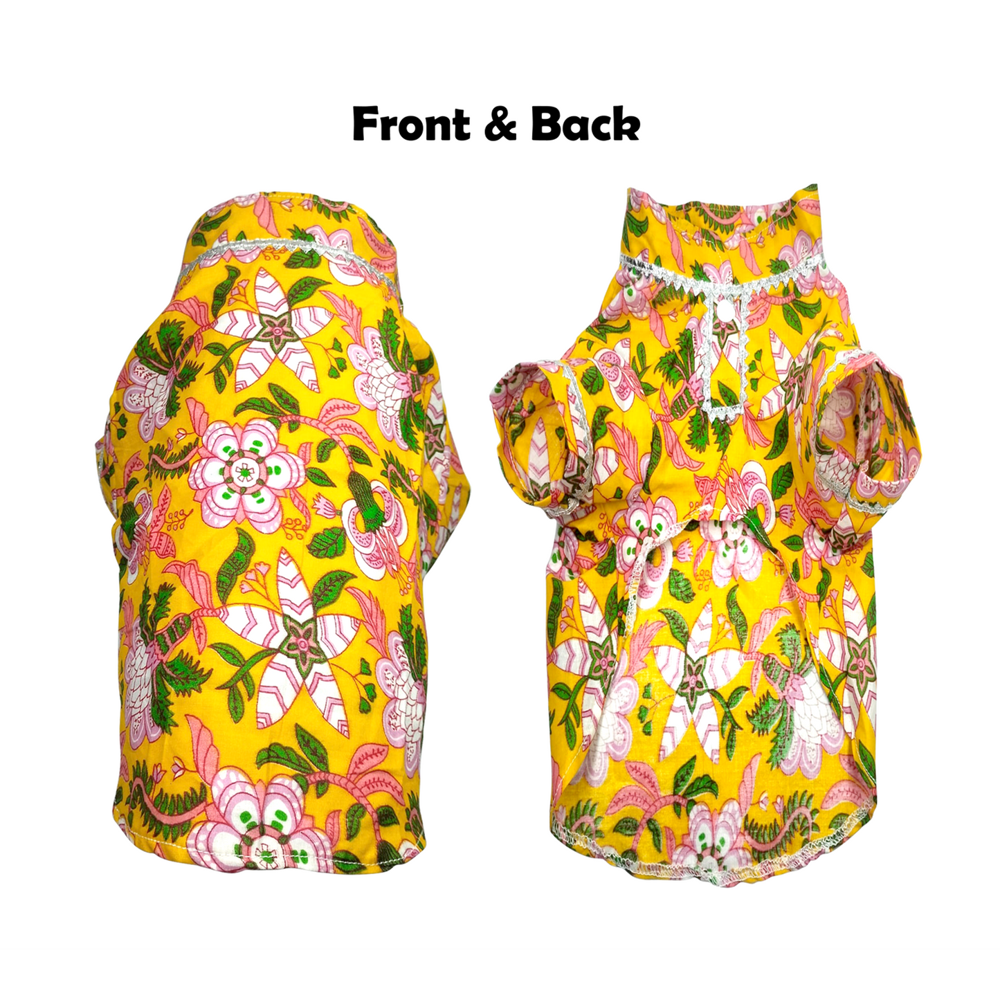 Nootie Floral Print Kurta – Yellow | Traditional Ethnic Outfit for Dogs