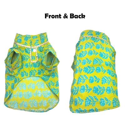 Nootie Floral Print Kurta – Green | Traditional Ethnic Outfit for Dogs