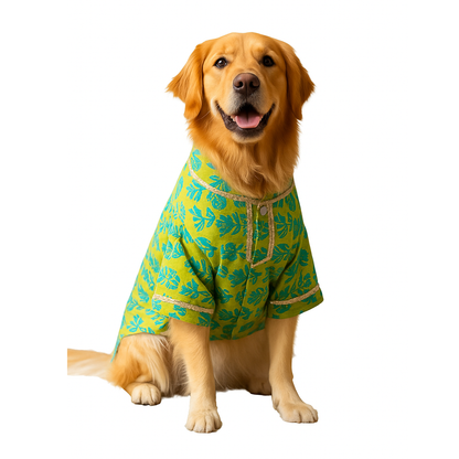 Nootie Floral Print Kurta – Green | Traditional Ethnic Outfit for Dogs