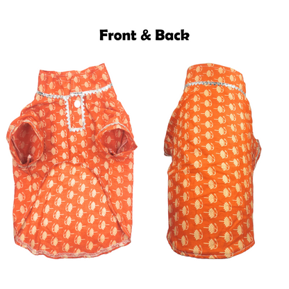 Nootie Printed Kurta – Orange | Traditional Ethnic Outfit for Dogs