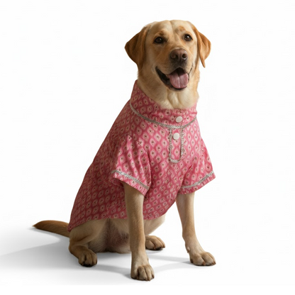 Nootie Printed Kurta – Pink | Traditional Ethnic Outfit for Dogs