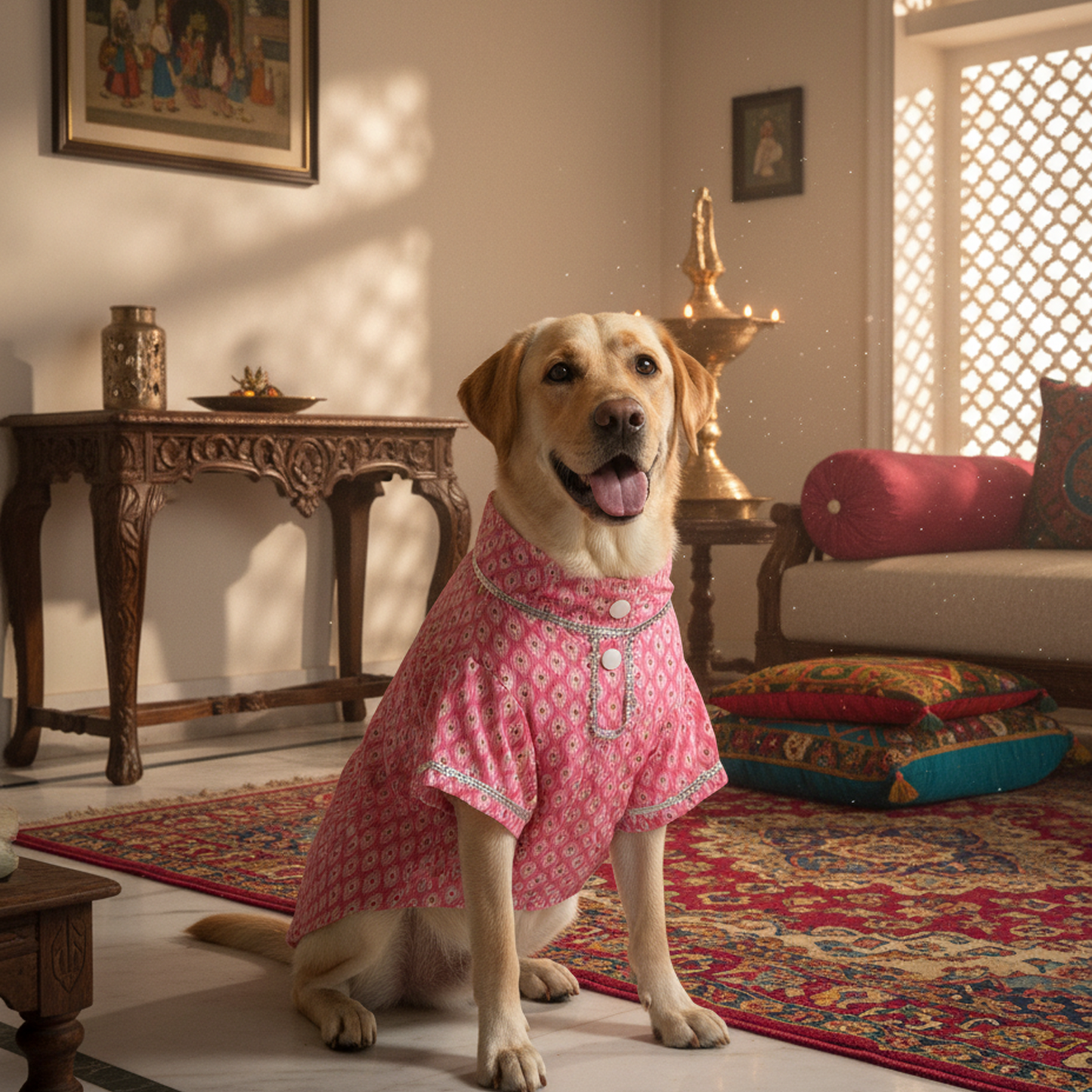 Nootie Printed Kurta – Pink | Traditional Ethnic Outfit for Dogs