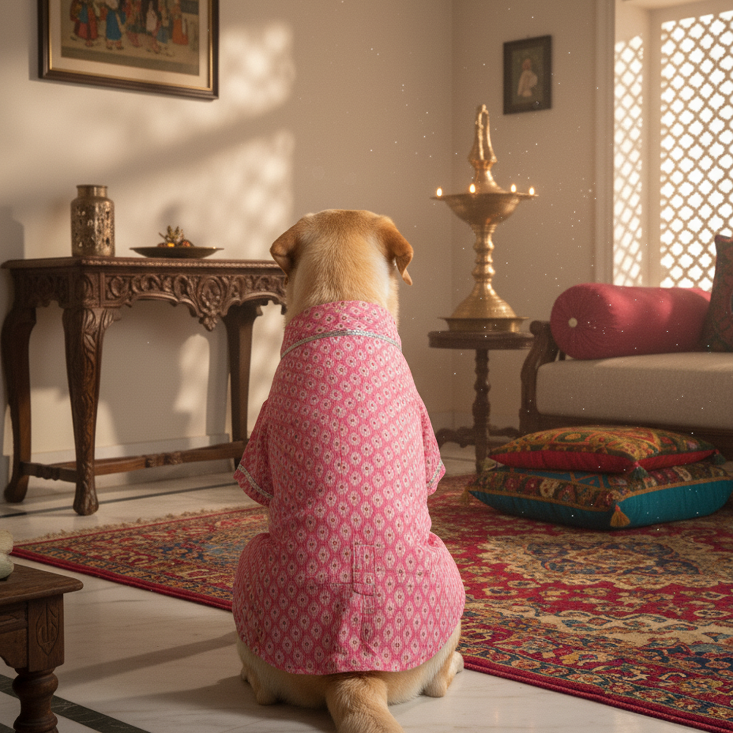 Nootie Printed Kurta – Pink | Traditional Ethnic Outfit for Dogs