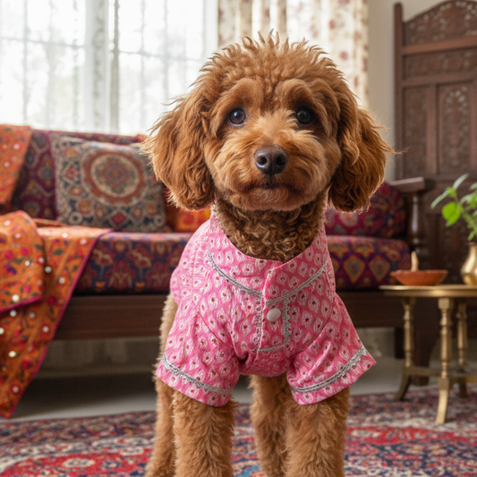 Nootie Printed Kurta - Pink, Cloth for Dogs