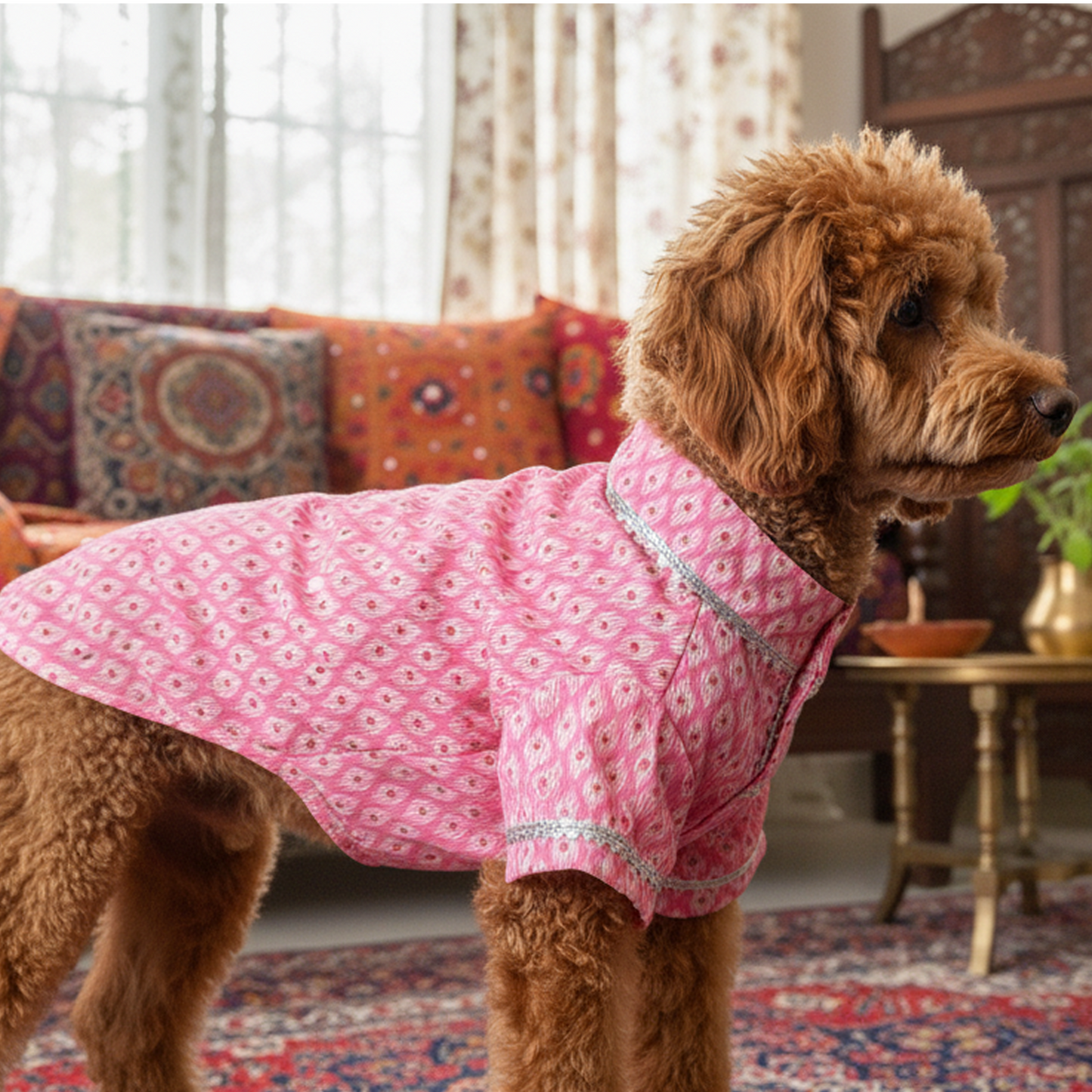 Nootie Printed Kurta – Pink | Traditional Ethnic Outfit for Dogs