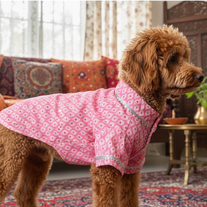 Nootie Printed Kurta – Pink | Traditional Ethnic Outfit for Dogs