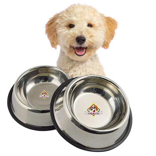 Nootie Steel Bowl with Rubber Rim Small Size Pack of 2