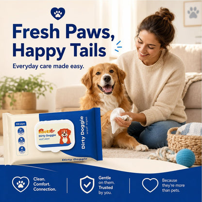 Monsoon Pet Wipes for Rs. 149 (100 Wipes) | Alcohol-Free, Paraben-Free & Soap-Free Daily Cleaning Wipes (Copy) - nootie.in