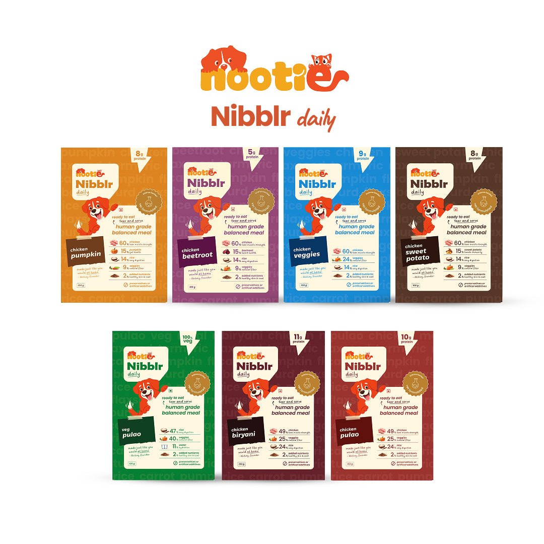 Nibblr 7 - Day Assorted Trial Meal Box (7 Meals 100gm packs + Free Broth) - nootie.in