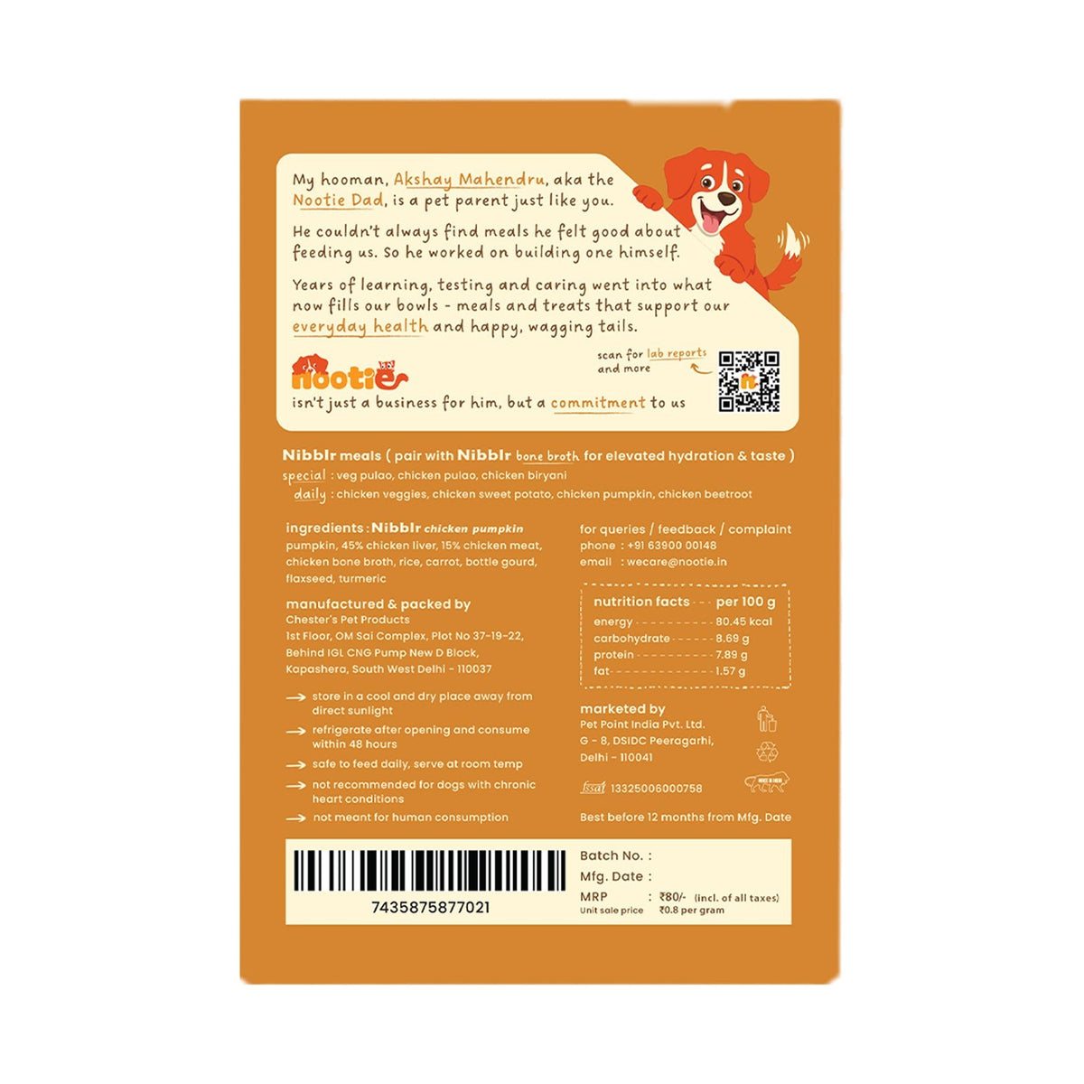 Nibblr Balance Bowl for Dogs (100g) | Chicken Liver and Pumpkin - nootie.in