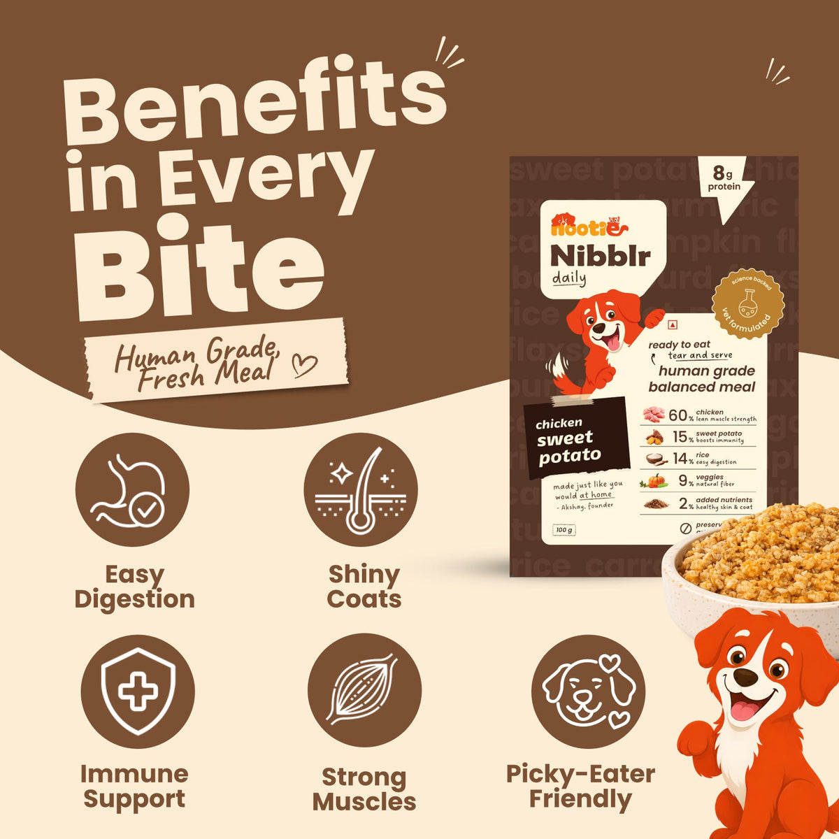 Nibblr Balance Bowl for Dogs (100g) | Chicken, Sweet Potato & Rice - nootie.in