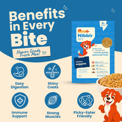 Nibblr Balance Bowl for Dogs (100g) | Chicken Veggie & Rice - nootie.in