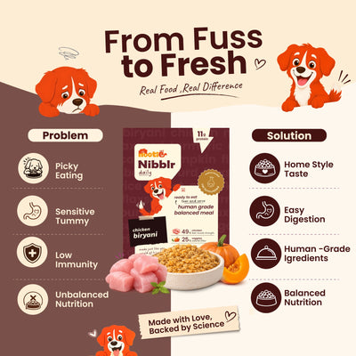 Nibblr Chicken Biryani (100g) – Fresh Wholesome Dog Meal - nootie.in