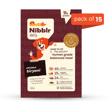 Nibblr Chicken Biryani (100g) – Fresh Wholesome Dog Meal - nootie.in