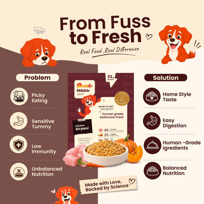 Nibblr Chicken Biryani (300g) - Fresh Wholesome Dog Meal - nootie.in