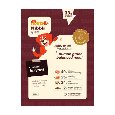 Nibblr Chicken Biryani (300g) - Fresh Wholesome Dog Meal - nootie.in