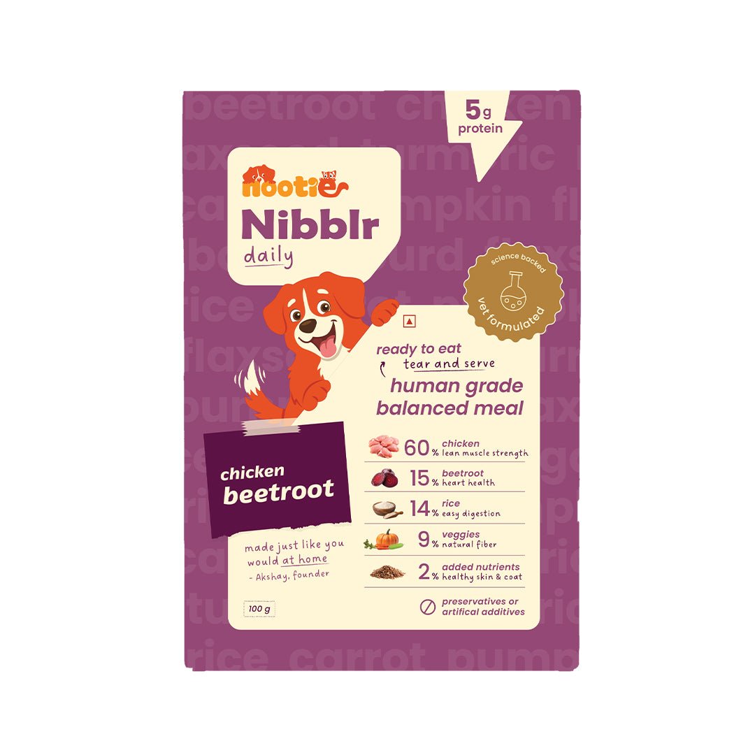 Nibblr Chicken Liver, Beetroot & Rice (100g) – Fresh Wholesome Dog Meal - nootie.in