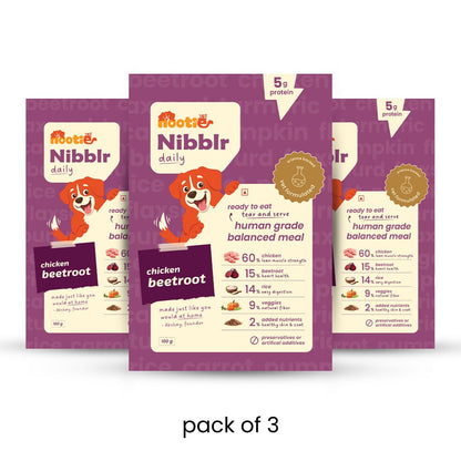 Nibblr Chicken Liver, Beetroot & Rice (100g) – Fresh Wholesome Dog Meal - nootie.in