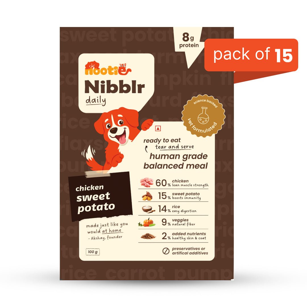 Nibblr Chicken, Sweet Potato & Rice (100g) – Fresh Wholesome Dog Meal - nootie.in