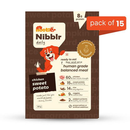 Nibblr Chicken, Sweet Potato & Rice (100g) – Fresh Wholesome Dog Meal - nootie.in