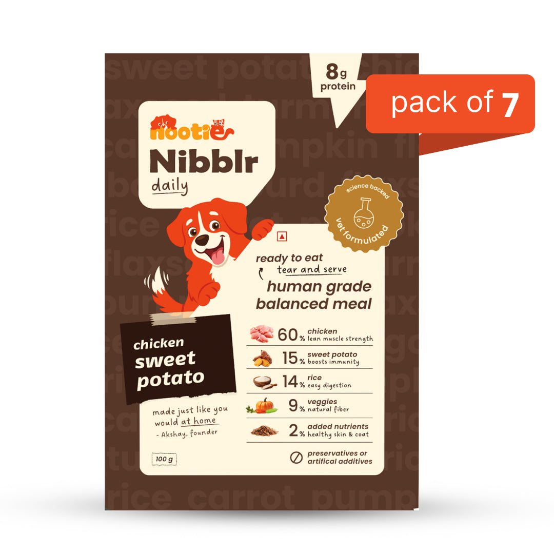 Nibblr Chicken, Sweet Potato & Rice (100g) – Fresh Wholesome Dog Meal - nootie.in