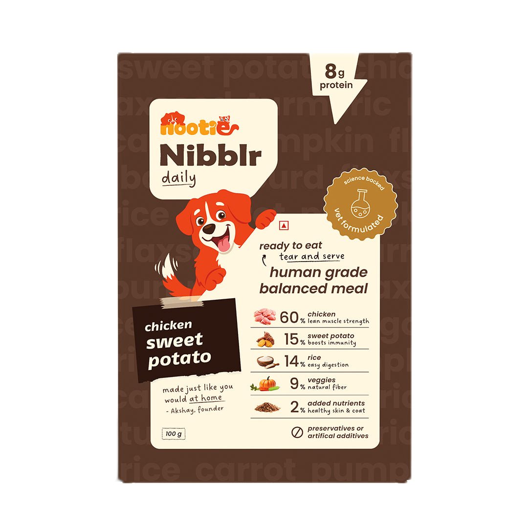 Nibblr Chicken, Sweet Potato & Rice (100g) – Fresh Wholesome Dog Meal - nootie.in