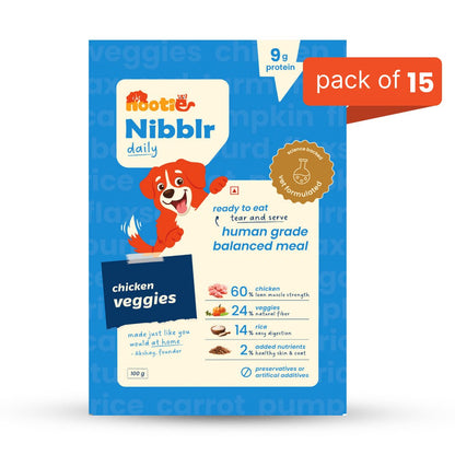 Nibblr Chicken Veggie & Rice (100g) – Fresh Wholesome Dog Meal - nootie.in