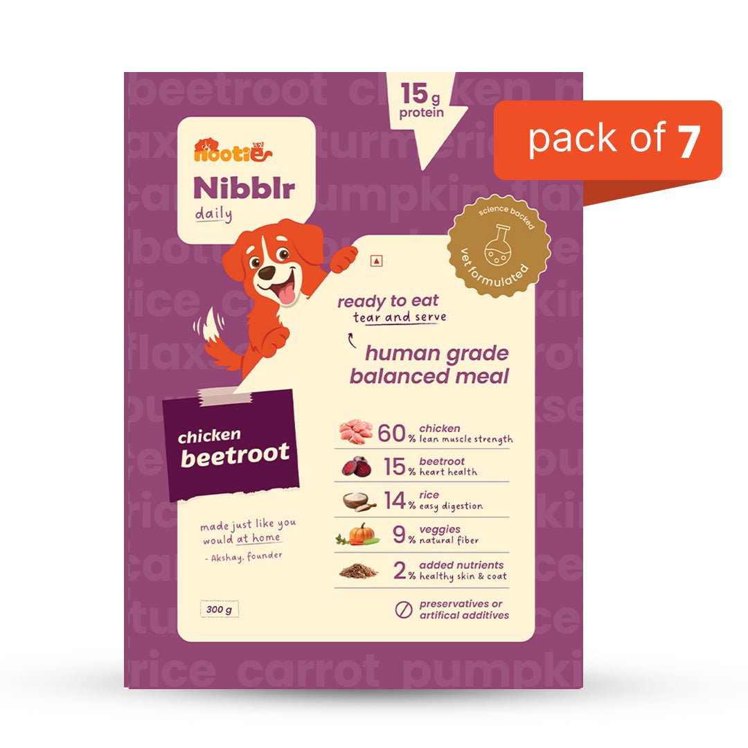 Nibblr Daily Chicken Liver, Beetroot & Rice (300g) - Fresh Wholesome Dog Meal - nootie.in