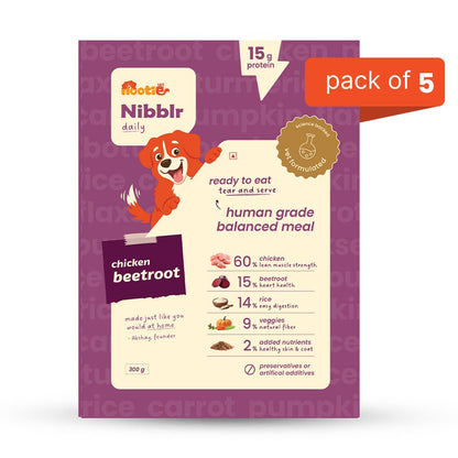 Nibblr Daily Chicken Liver, Beetroot & Rice (300g) - Fresh Wholesome Dog Meal - nootie.in