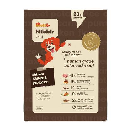 Nibblr Daily Chicken, Sweet Potato & Rice (300g) - Fresh Wholesome Dog Meal - nootie.in