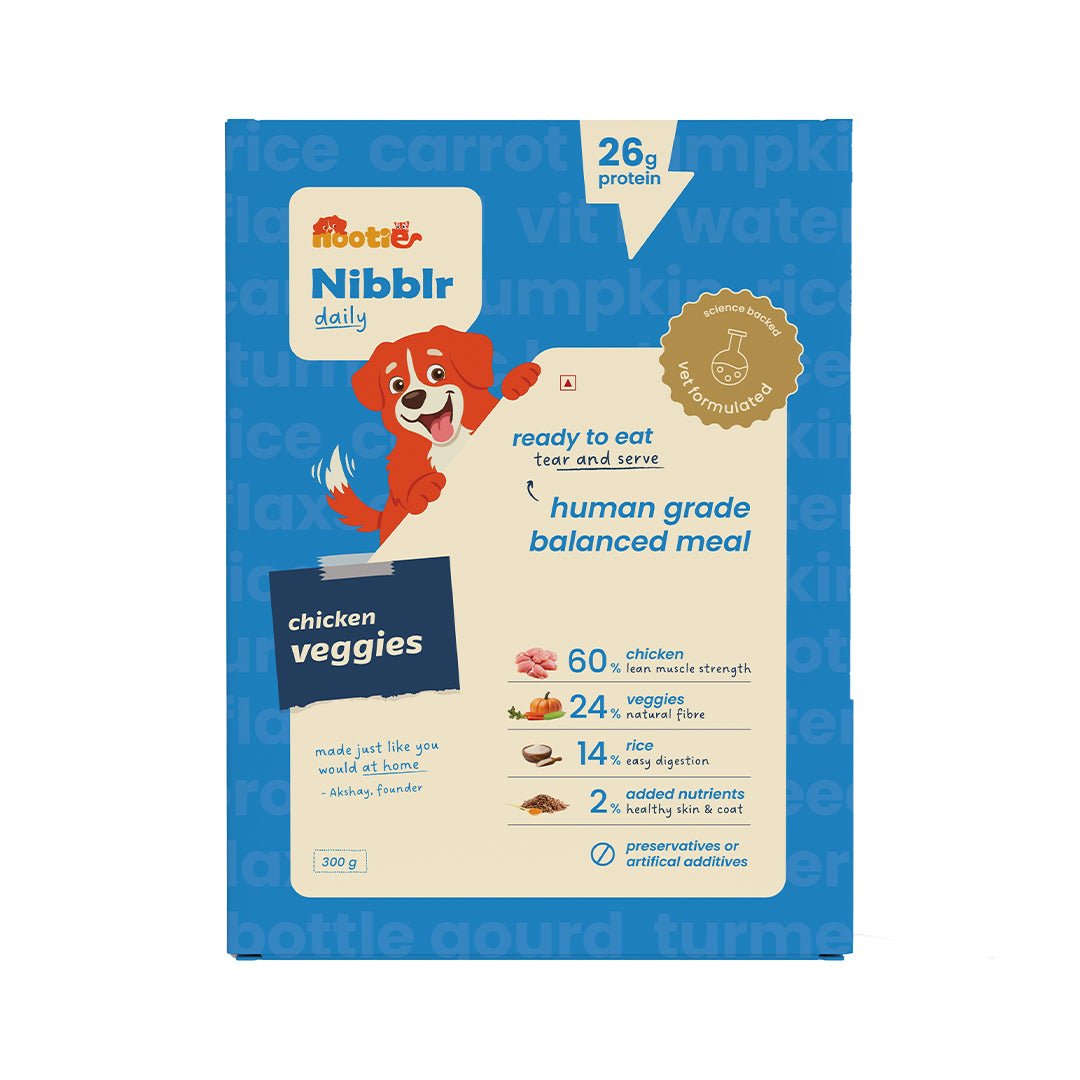 Nibblr Daily Chicken Veggie & Rice Dog Meal (300g) - Fresh Wholesome Dog Meal - nootie.in