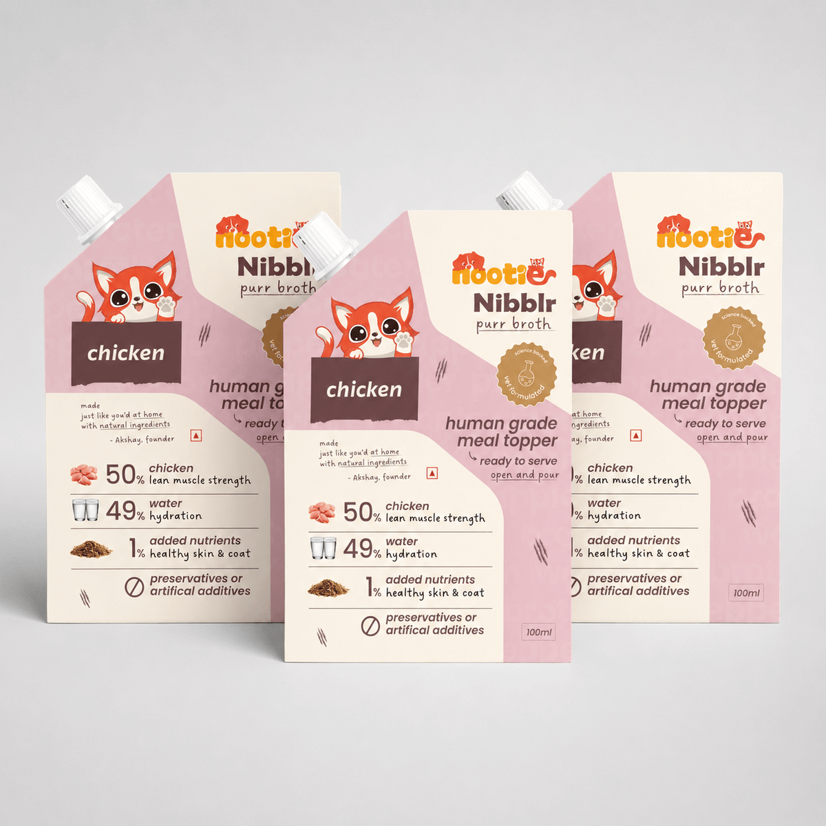 Nibblr Purr Broth - Hydrating Meal Topper for Cats (100 ml) | Chicken Bone Broth - nootie.in