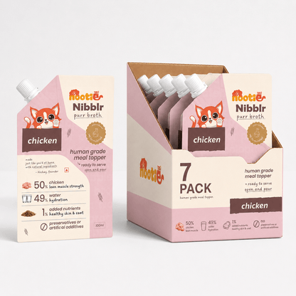 Nibblr Purr Broth - Hydrating Meal Topper for Cats (100 ml) | Chicken Bone Broth - nootie.in