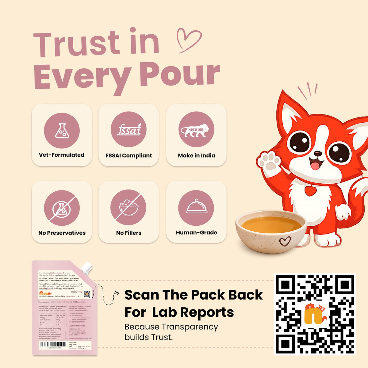 Nibblr Purr Broth - Hydrating Meal Topper for Cats (100 ml) | Chicken Bone Broth - nootie.in