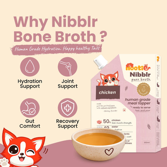 Nibblr Purr Broth - Hydrating Meal Topper for Cats (100 ml) | Chicken Bone Broth - nootie.in