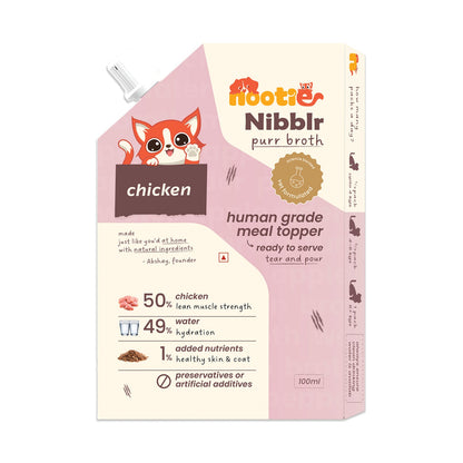 Nibblr Purr Broth - Hydrating Meal Topper for Cats (100 ml) | Chicken Bone Broth - nootie.in