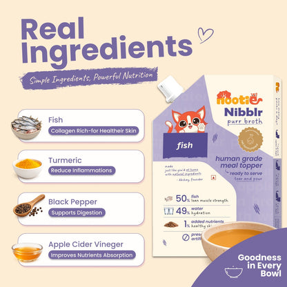 Nibblr Purr Broth - Hydrating Meal Topper for Cats (100 ml) | Fish Bone Broth - nootie.in