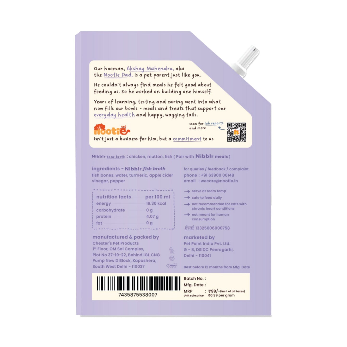 Nibblr Purr Broth - Hydrating Meal Topper for Cats (100 ml) | Fish Bone Broth - nootie.in