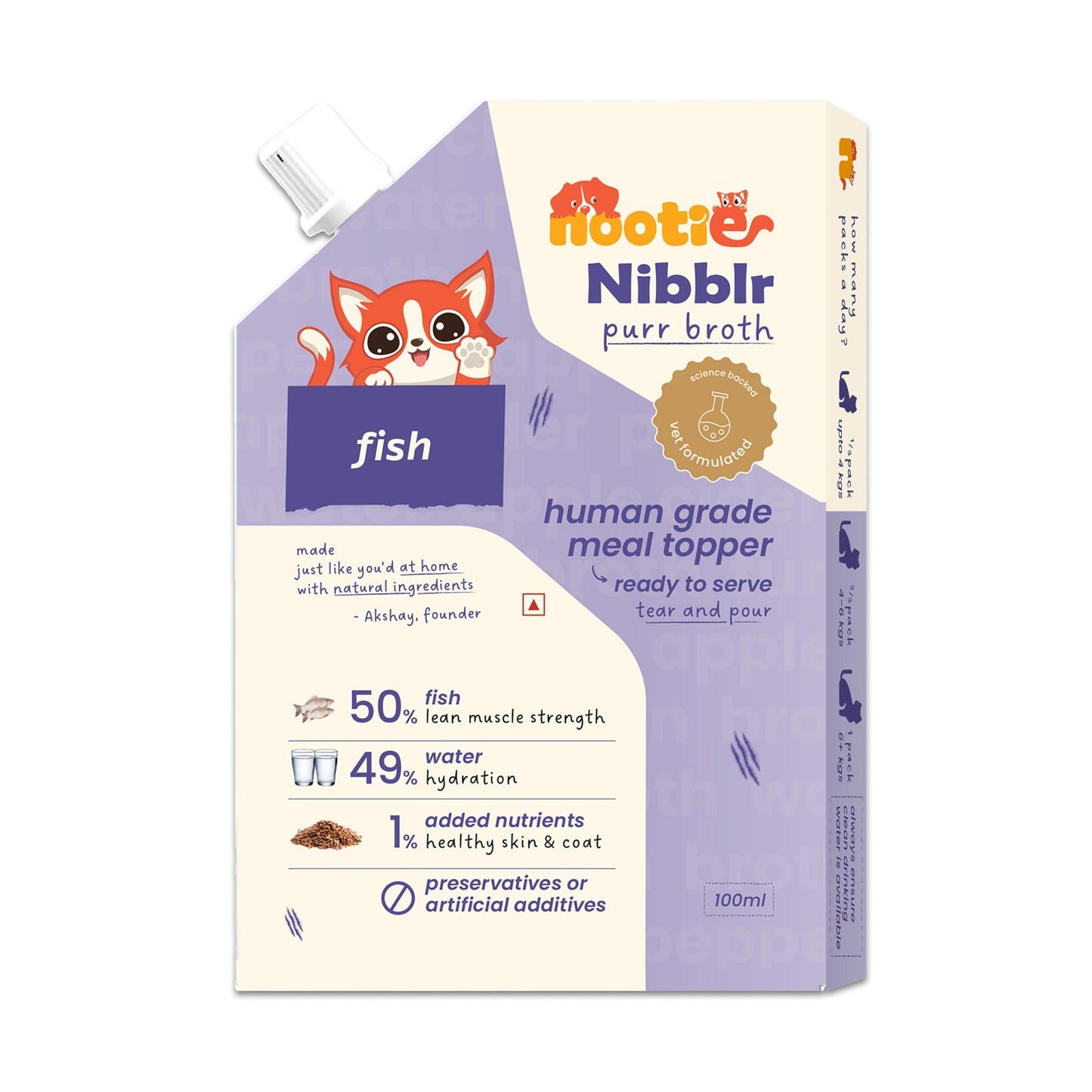 Nibblr Purr Broth - Hydrating Meal Topper for Cats (100 ml) | Fish Bone Broth - nootie.in