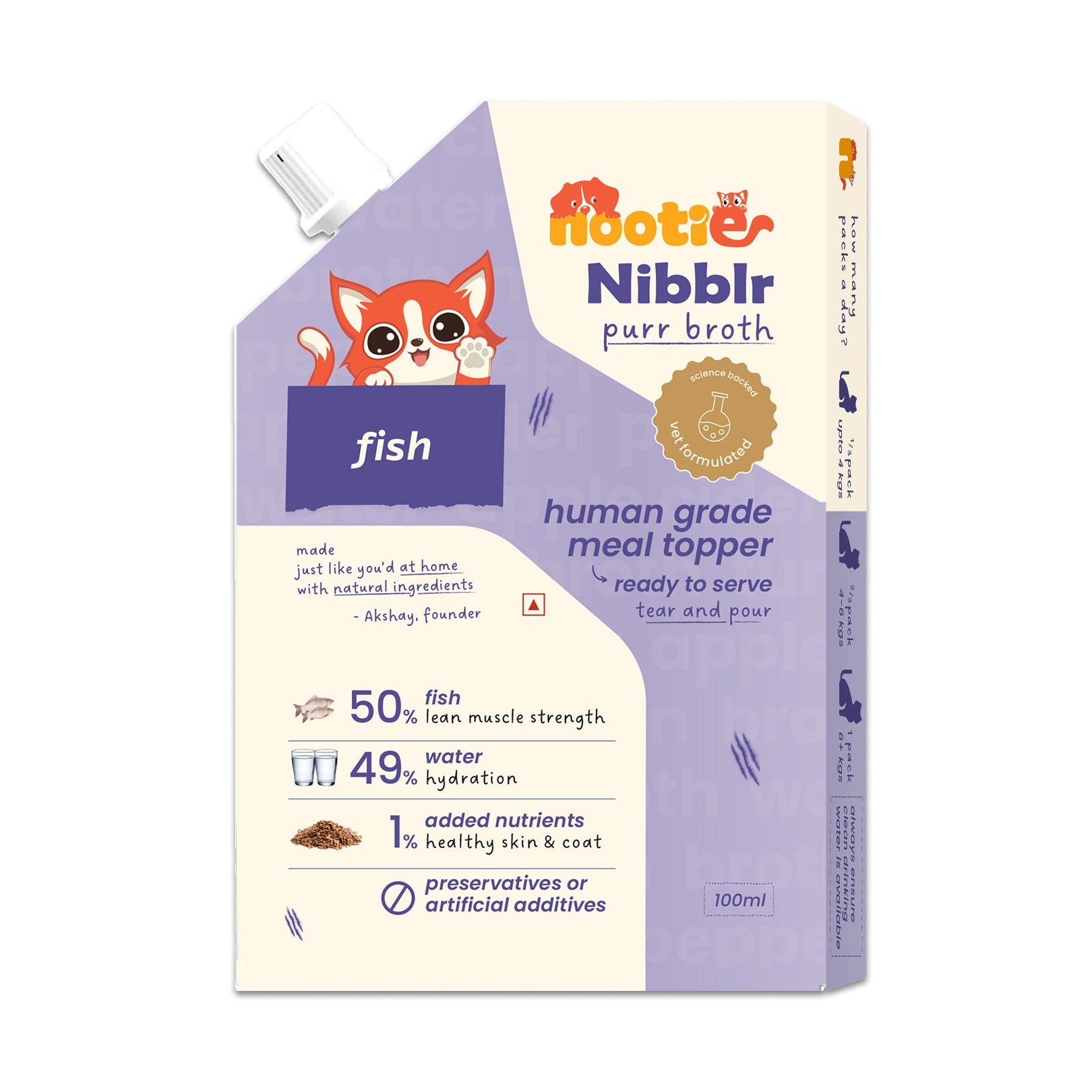 Nibblr Purr Broth - Hydrating Meal Topper for Cats (100 ml) | Fish Bone Broth - nootie.in