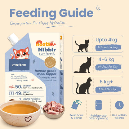 Nibblr Purr Broth - Hydrating Meal Topper for Cats (100 ml) | Mutton Bone Broth - nootie.in