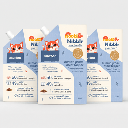 Nibblr Purr Broth - Hydrating Meal Topper for Cats (100 ml) | Mutton Bone Broth - nootie.in