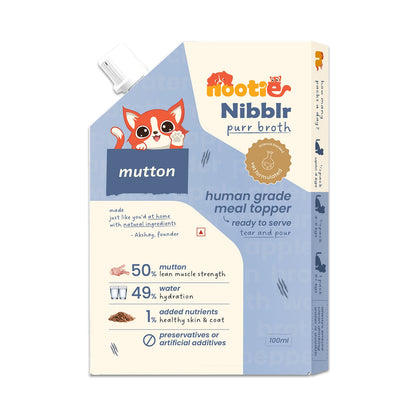 Nibblr Purr Broth - Hydrating Meal Topper for Cats (100 ml) | Mutton Bone Broth - nootie.in