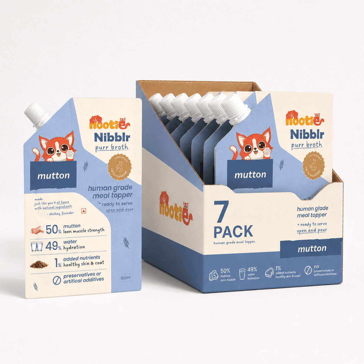 Nibblr Purr Broth - Hydrating Meal Topper for Cats (100 ml) | Mutton Bone Broth - nootie.in