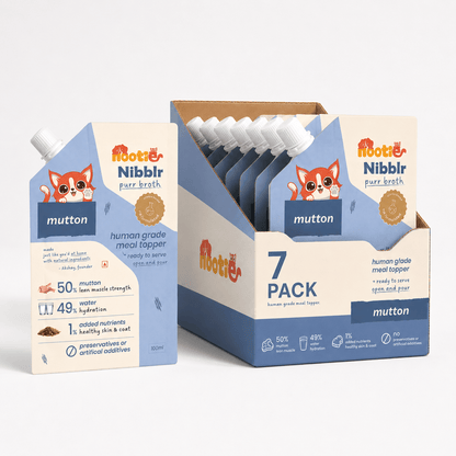 Nibblr Purr Broth - Hydrating Meal Topper for Cats (100 ml) | Mutton Bone Broth - nootie.in