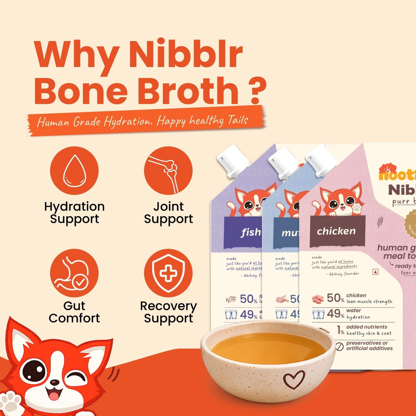 Nibblr Purr Broth - Hydrating Meal Topper for Cats (3 x 100 ml) | Assorted Broth Pack - nootie.in
