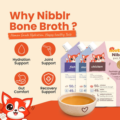 Nibblr Purr Broth - Hydrating Meal Topper for Cats (3 x 100 ml) | Assorted Broth Pack - nootie.in