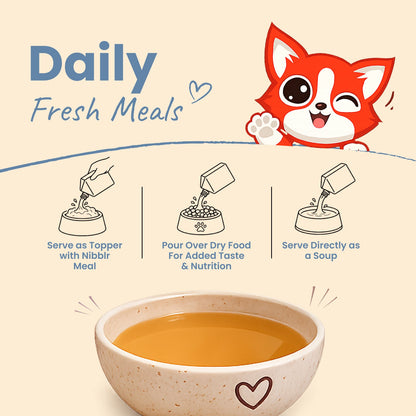 Nibblr Purr Gravies, Broths and a Toy Trial Combo Meal Box for Cats (Assorted Pack of 7) | Human-Grade Hydration & Meal Topper Variety Pack - nootie.in