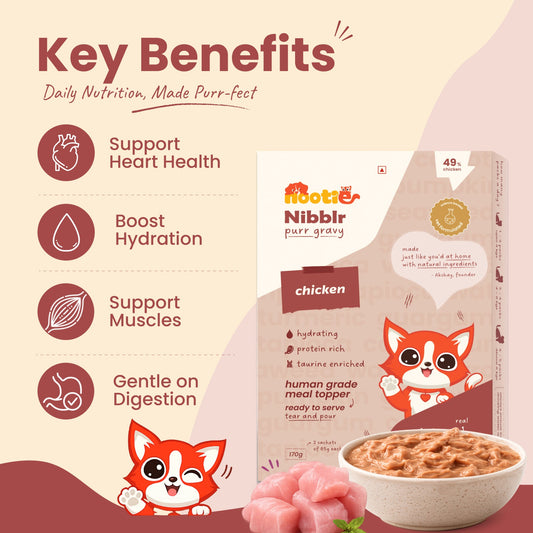 Nibblr Purr Gravy for Cats (170g) | Chicken - Taurine-Enriched, High-Protein Meal Topper for Cat - nootie.in