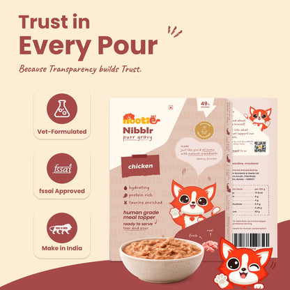 Nibblr Purr Gravy for Cats (170g) | Chicken - Taurine-Enriched, High-Protein Meal Topper for Cat - nootie.in